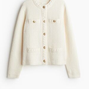 H&M textured knit Cream Button-Up Cardigan XL